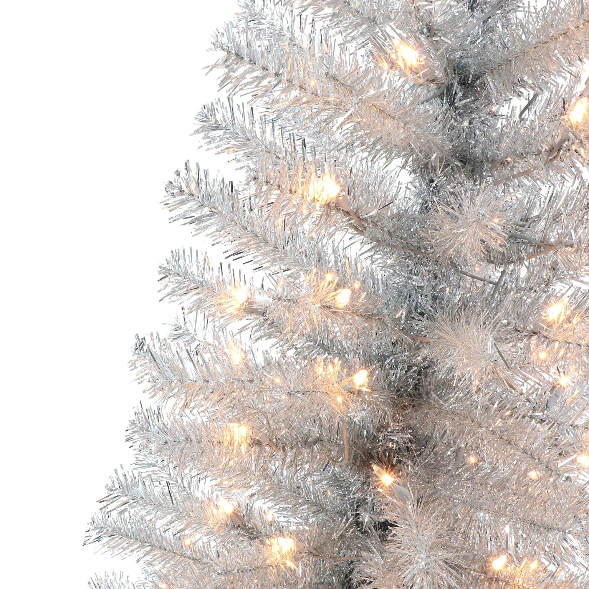 4.5ft. Pre-Lit Tinsel Artificial Christmas Tree, Clear Lights